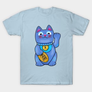 Blue For Career Sucess Maneki Neko Lucky Cat T-Shirt